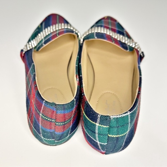 Plaid Embellished Womens Slip On Flats Shoes - Picture 8 of 9